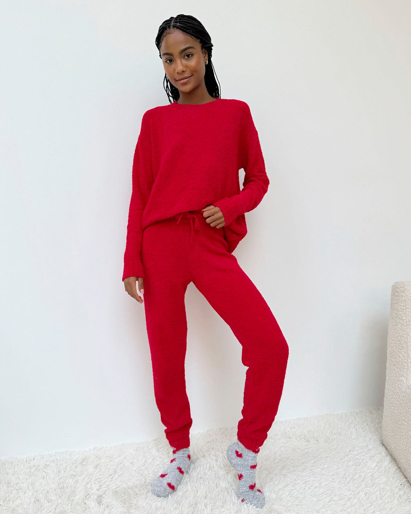 Splendid Red Fuzzy Sweater PJ Set outlook
