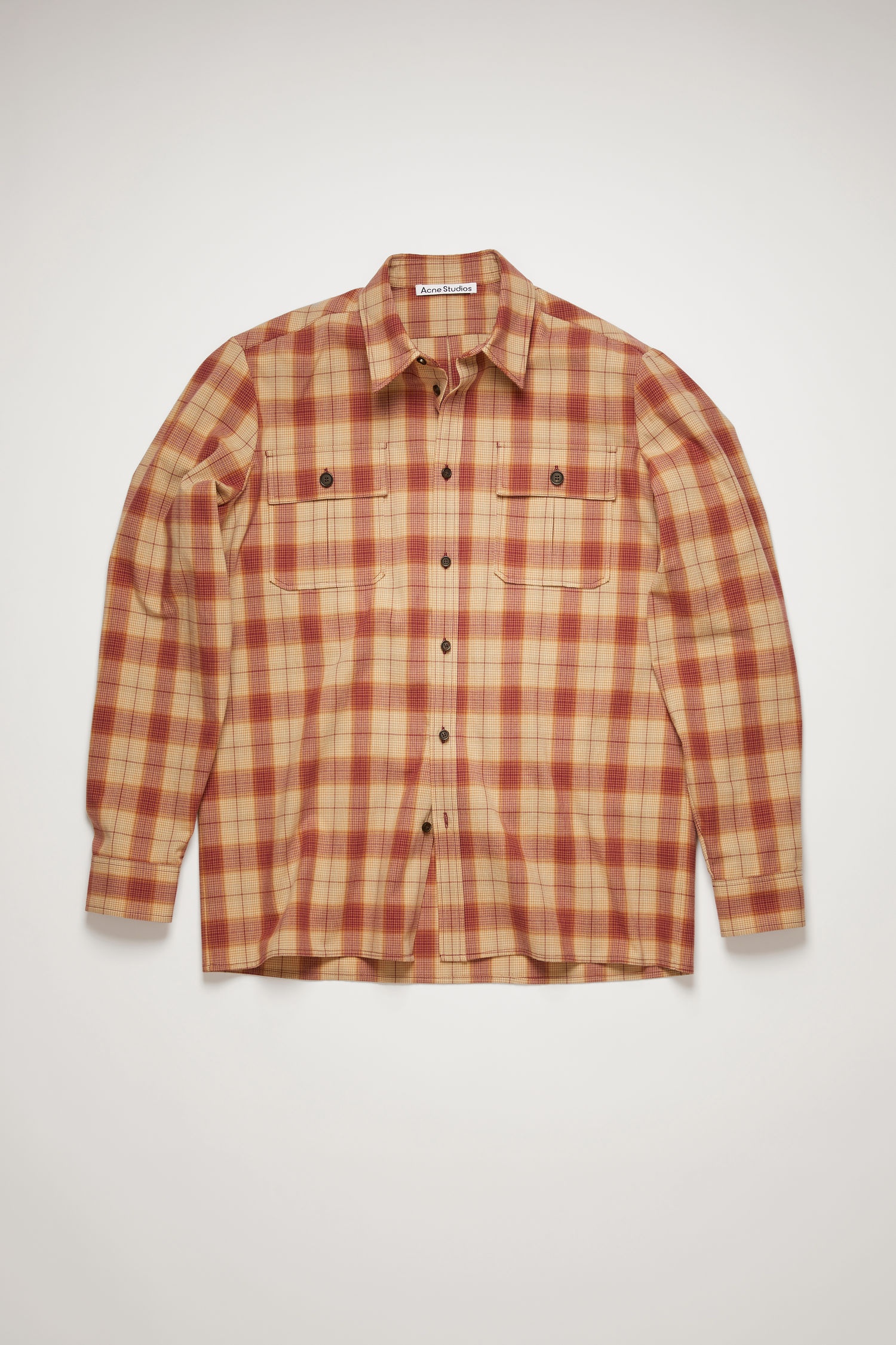 Checked flannel shirt beige/red - 1