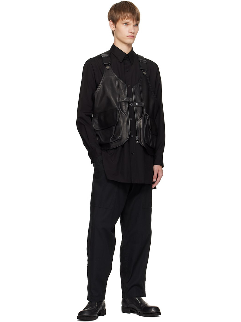 Yohji Yamamoto Black BS Herringbone Hem Zip Painter Trousers outlook