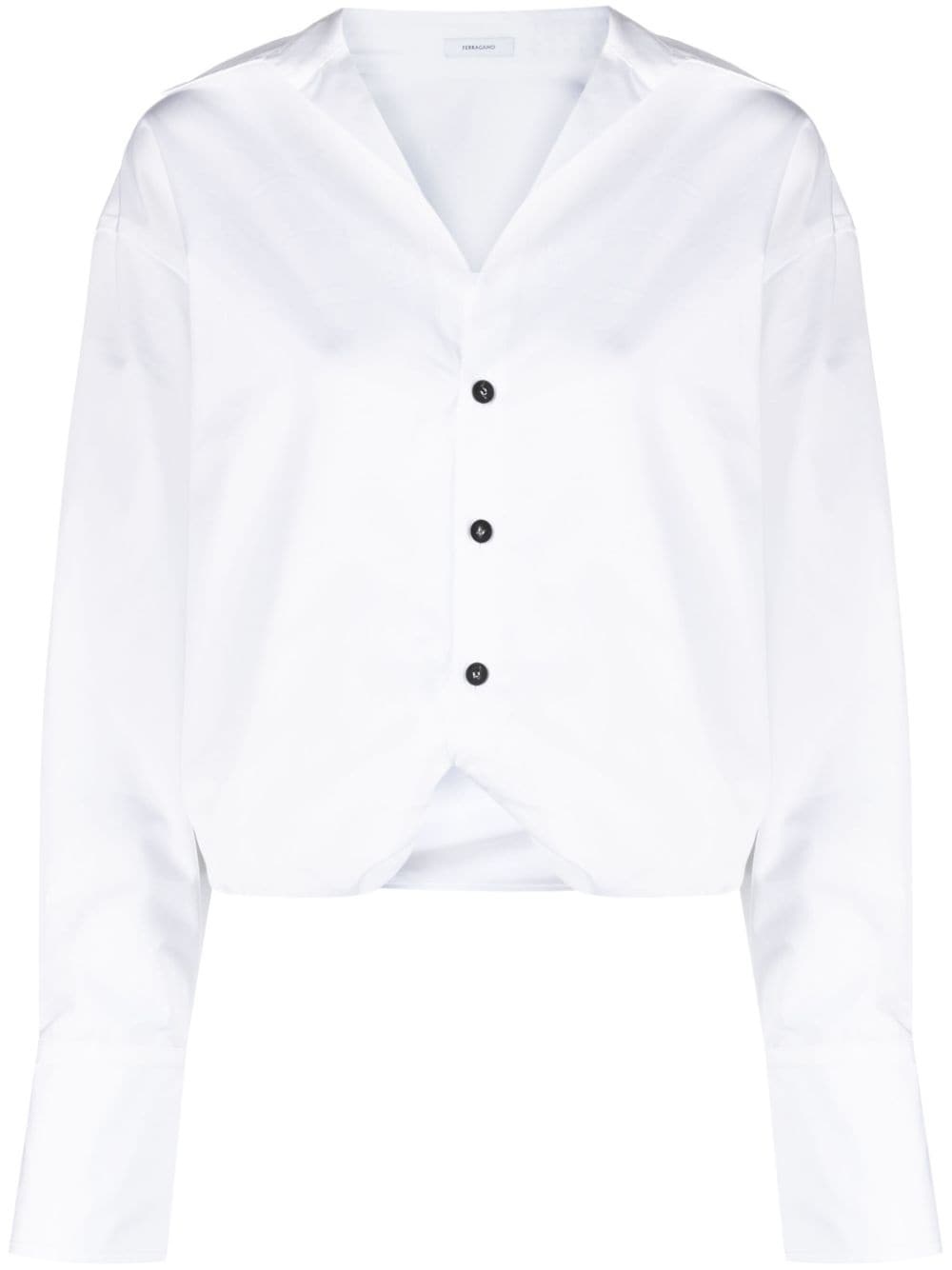 knot-detail cotton shirt - 1