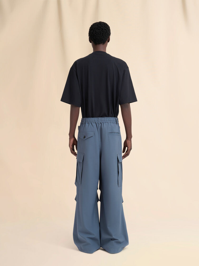 GRAY WOOL CARGO PANTS WITH MARNI SYMBOL - 3