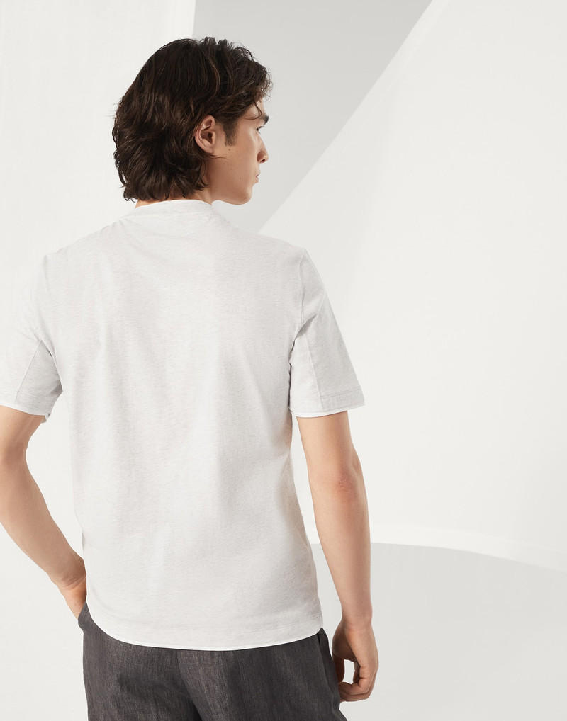 Brunello Cucinelli Cotton jersey crew neck T-shirt with faux-layering outlook