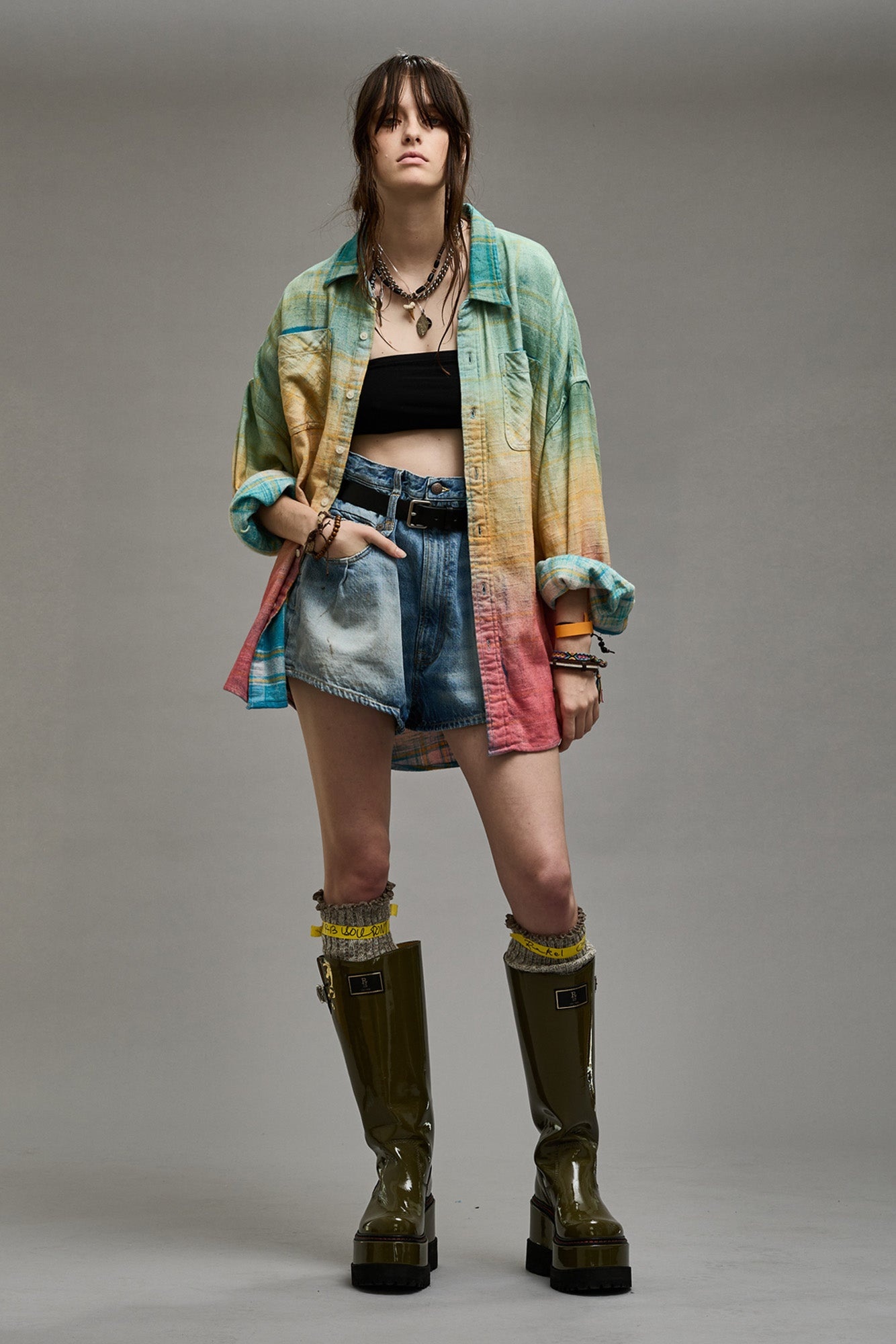 DROP NECK WORKSHIRT - PASTEL PLAID - 4