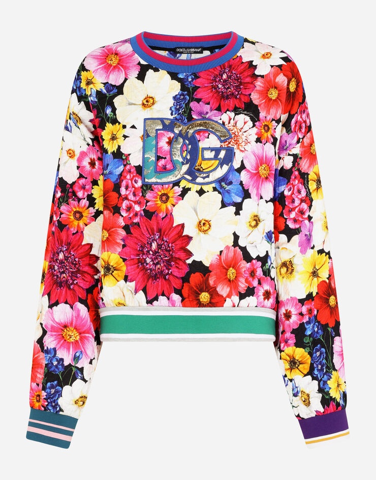 Cropped brocade sweatshirt with garden print - 3