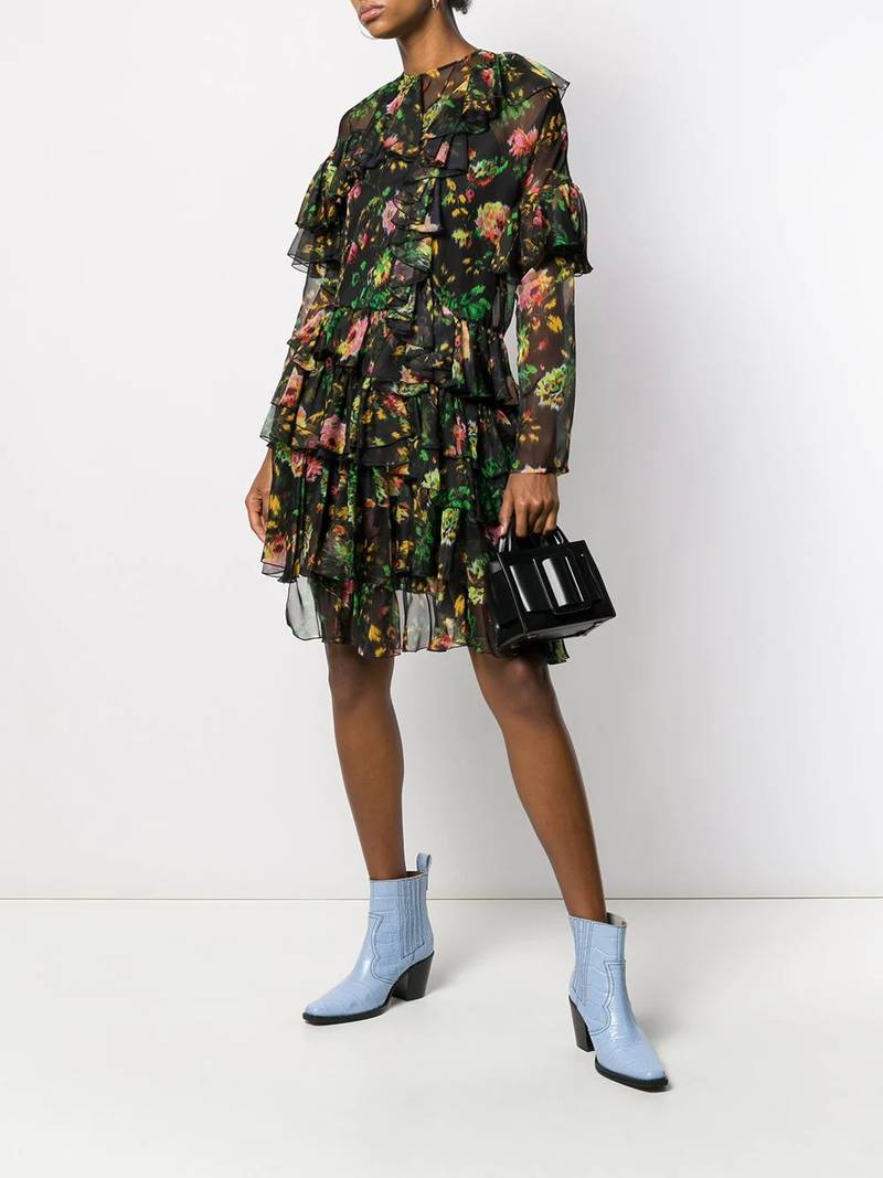 MSGM floral print ruffled dress outlook