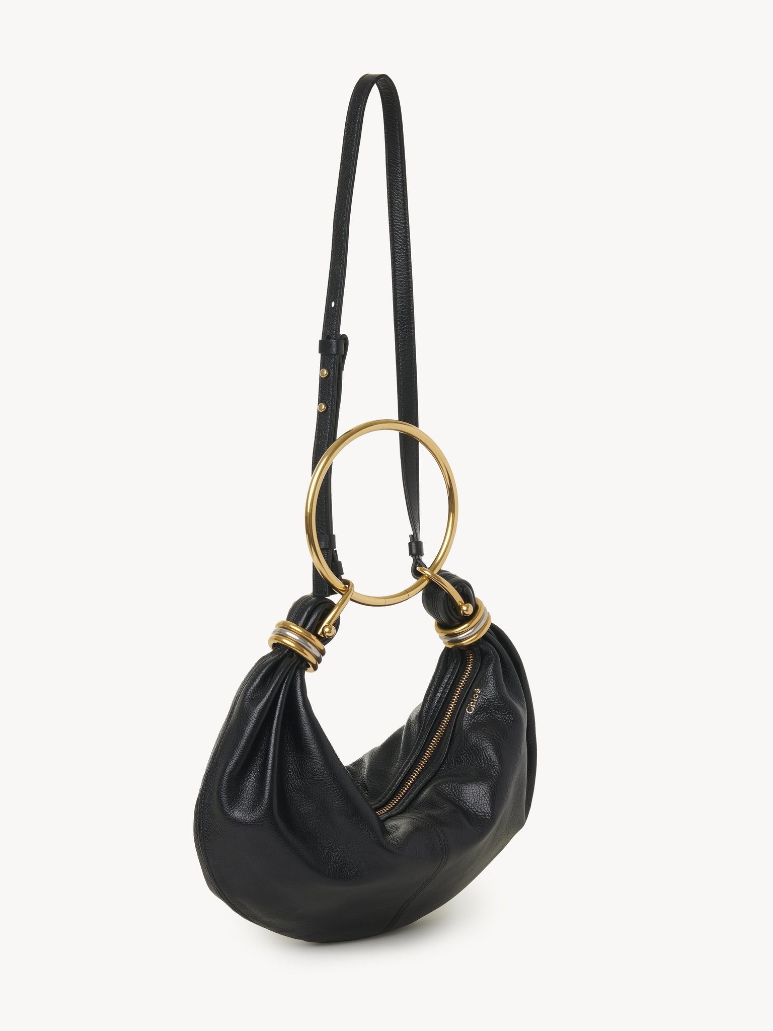 SMALL BRACELET HOBO BAG IN GRAINED LEATHER - 3