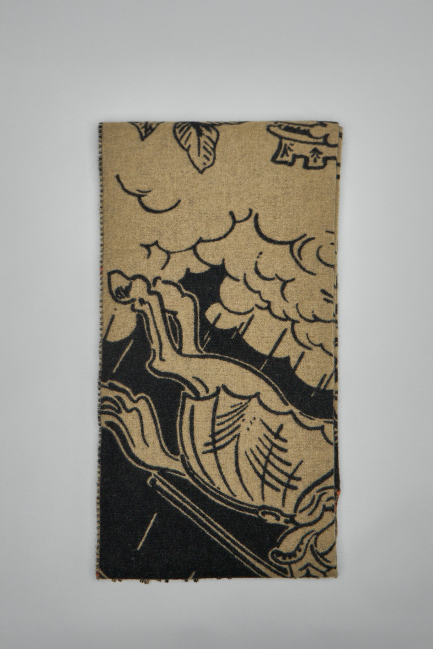 Pattern Jacquard Checked Fringed-Edge Scarf - 2