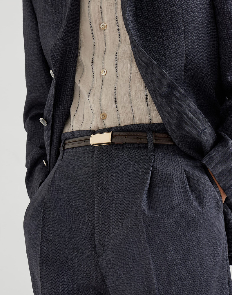 Leather belt with box-frame buckle 3