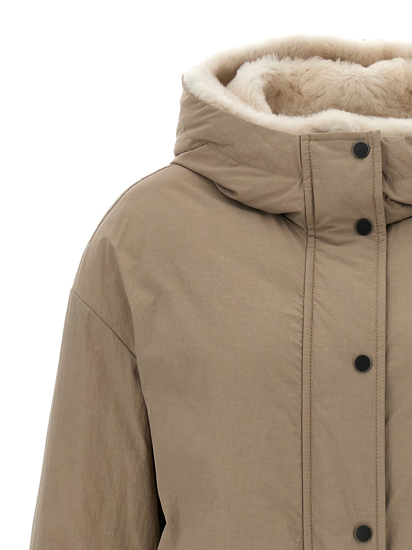 Long Fur Insert Down Jacket Casual Jackets, Parka Beige - 3