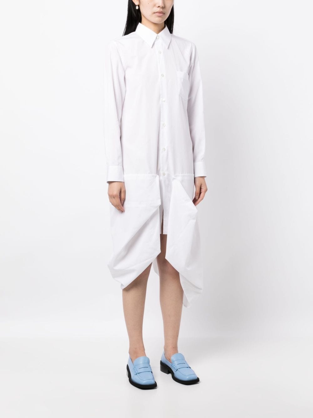 asymmetric panel-detailing midi shirtdress - 3