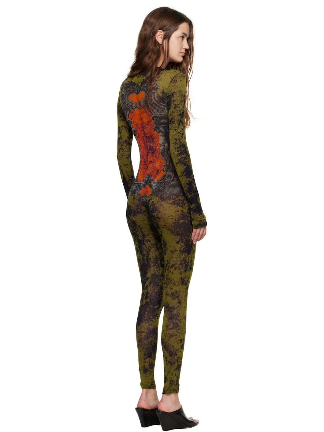 Khaki & Orange 'The Médaillon' Jumpsuit - 3