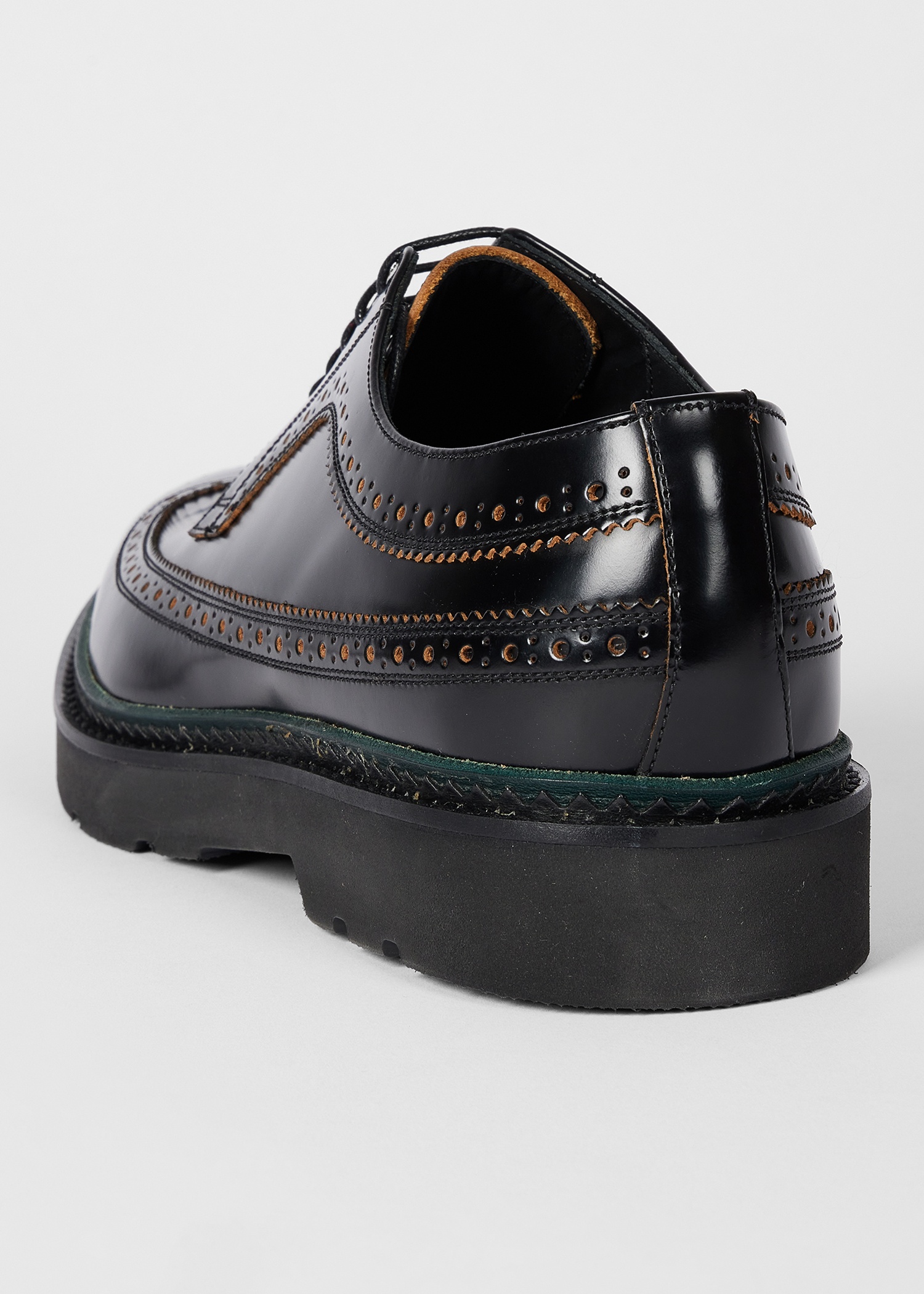 Black Leather 'Count' Brogues - 3