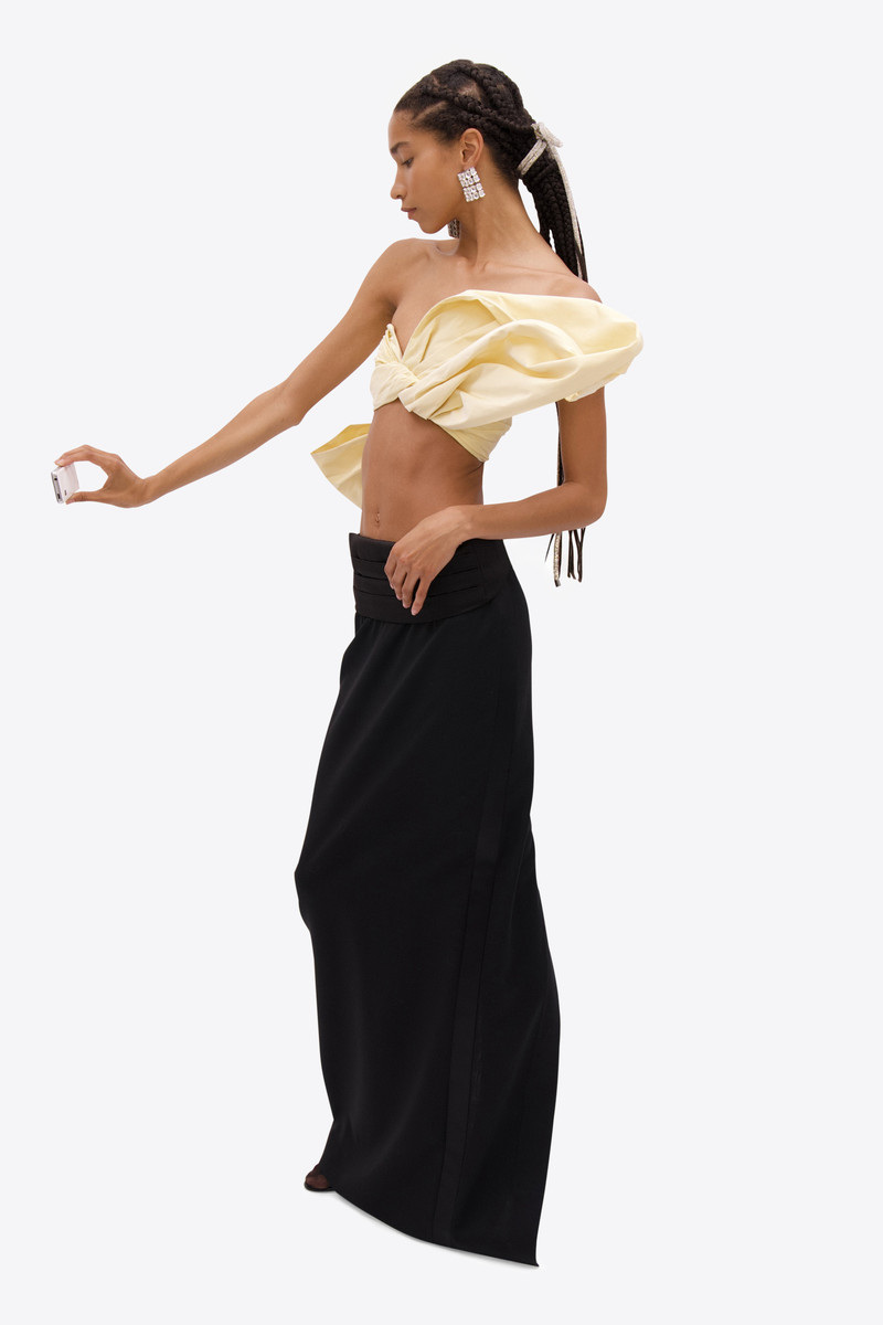 AREA TAFFETA KNOT BANDEAU TOP outlook