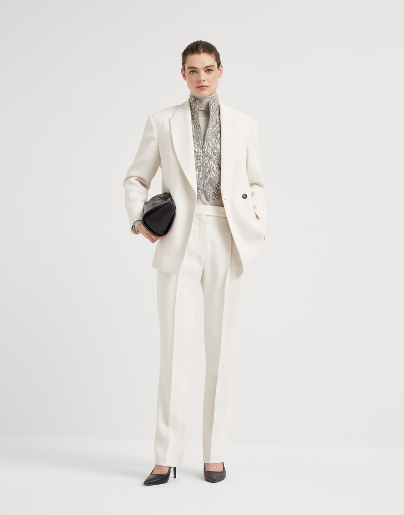 Comfort viscose couture twill cigarette trousers with monili 4