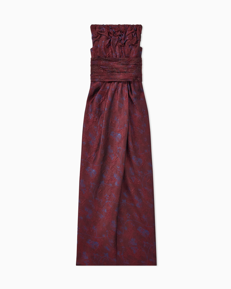 STRAPLESS EVENING DRESS WITH FLORAL EMBROIDERY AND BEADING 1