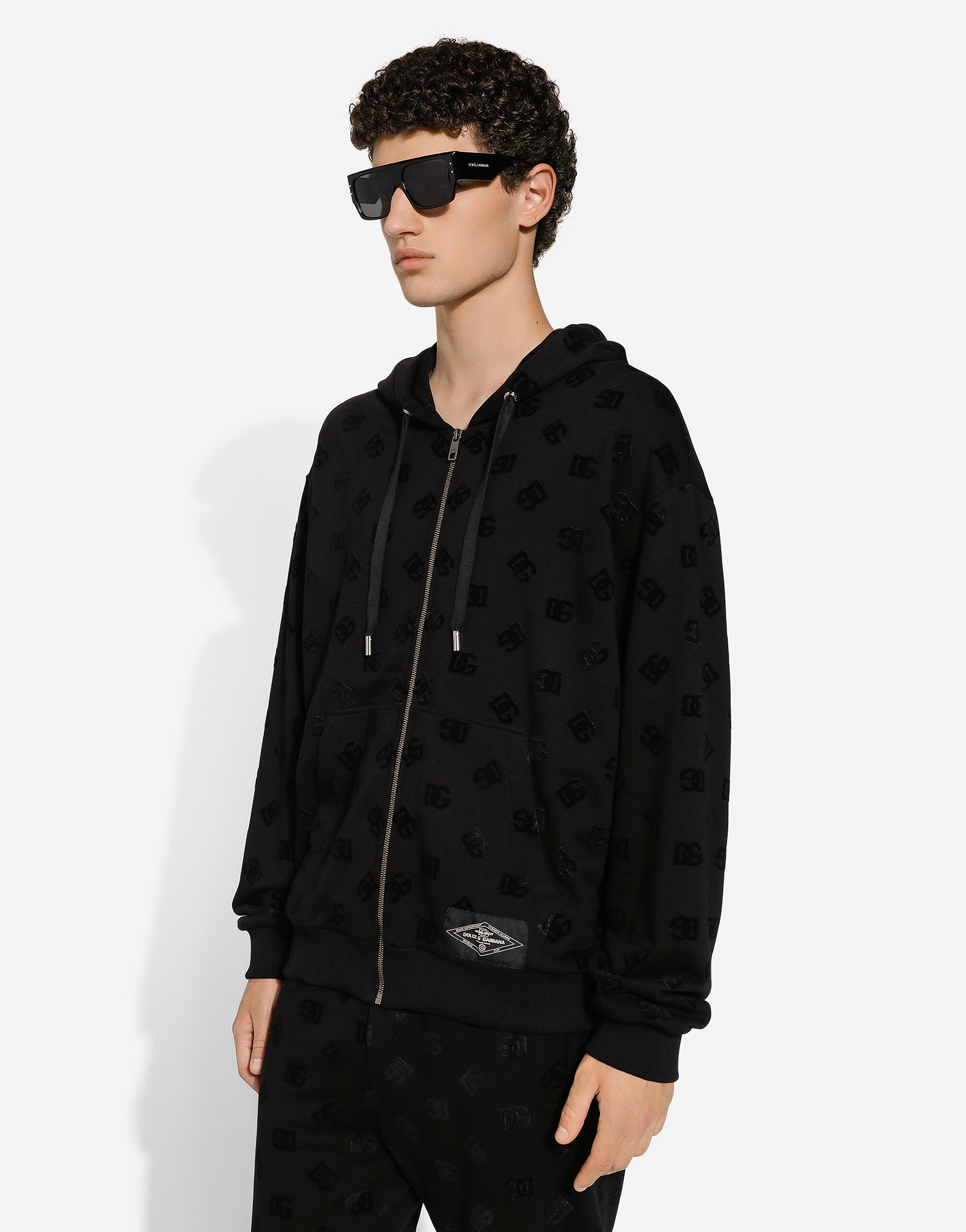 Zip-up hoodie with all-over DG print - 4