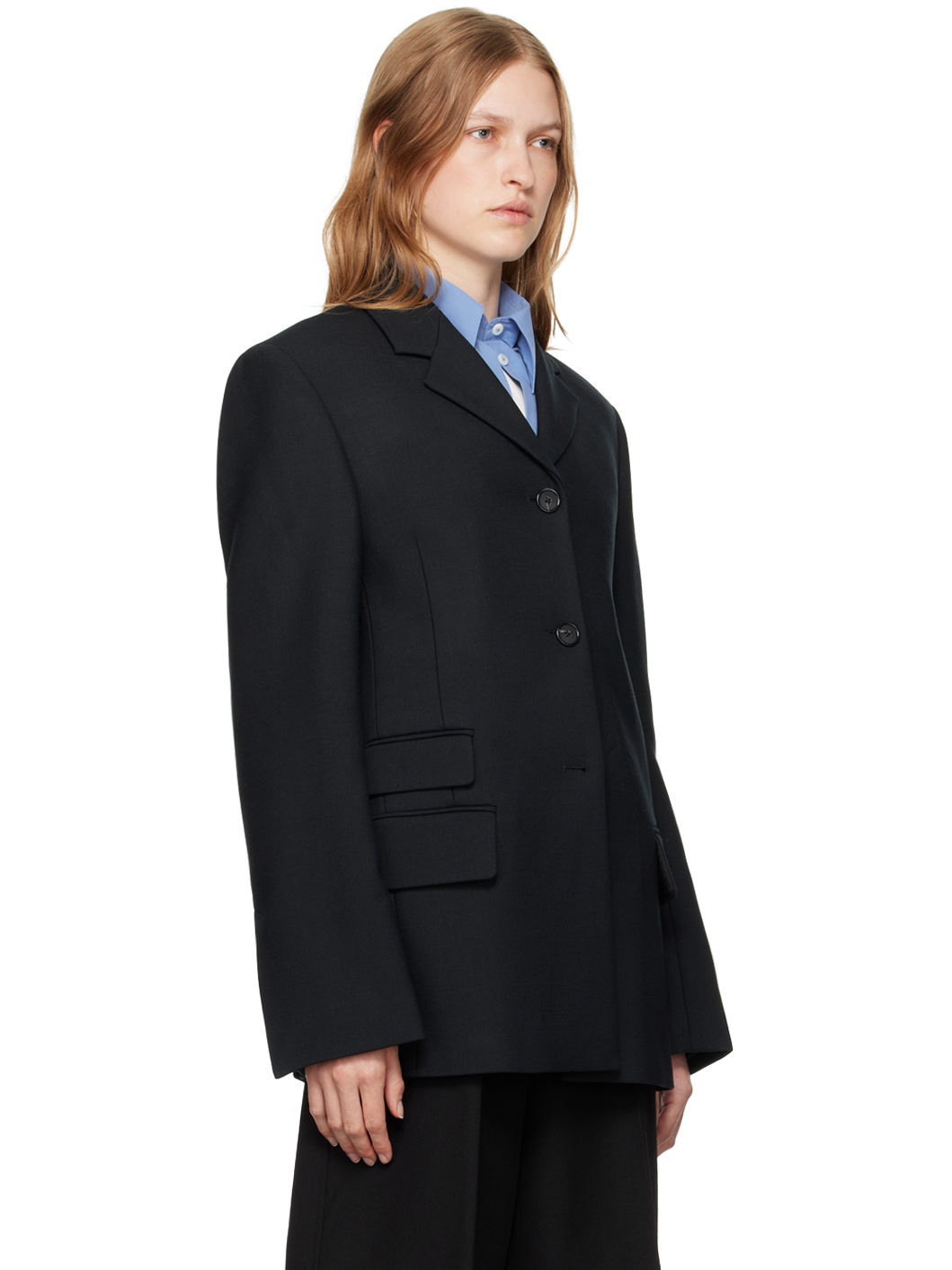 Black Straight Blazer - 4