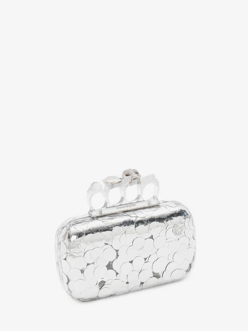 Alexander McQueen Skull Four Ring Clutch in Silver outlook