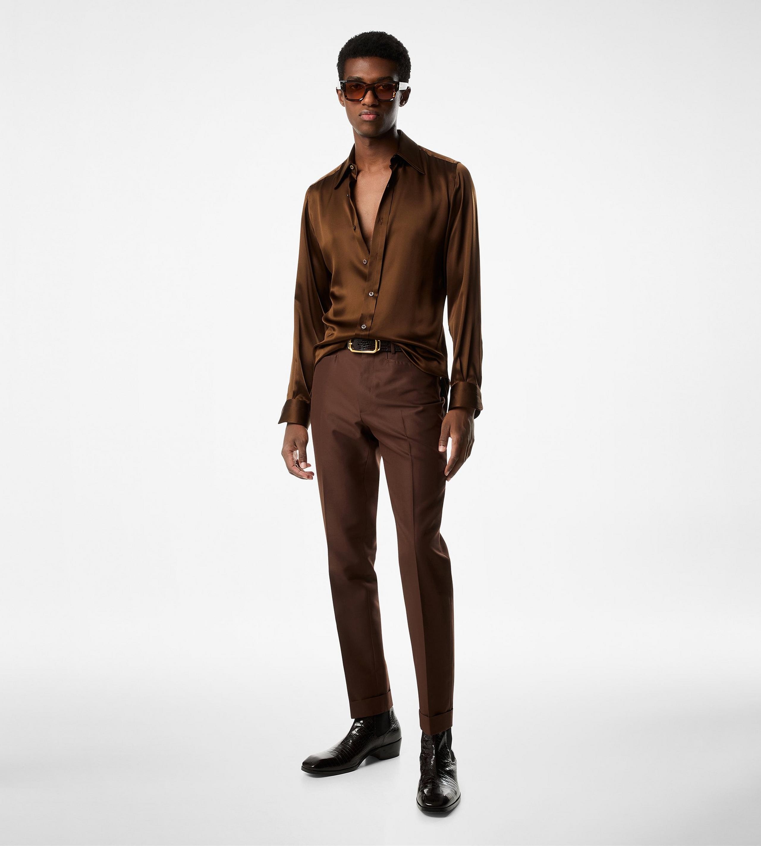 SILK CHARMEUSE SLIM FIT SHIRT - 2