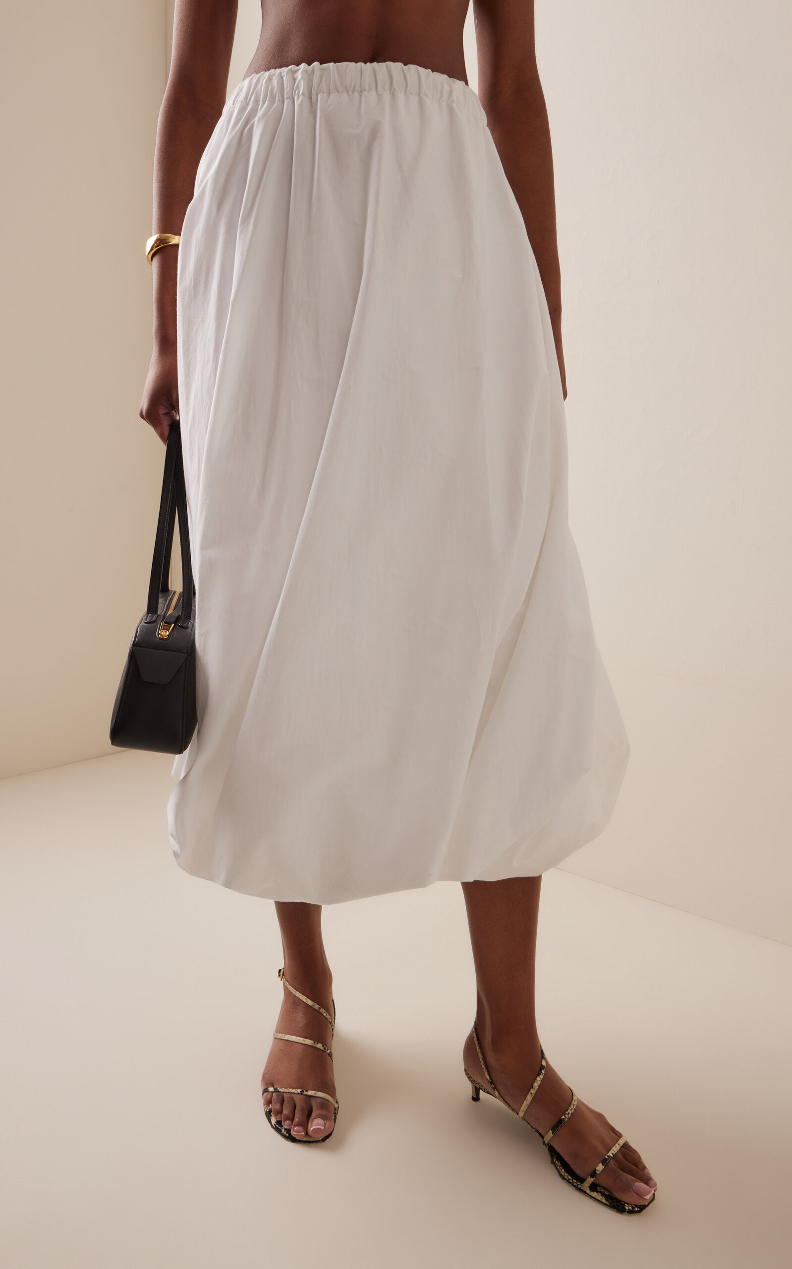 Twist-Hem Cotton Skirt white - 3