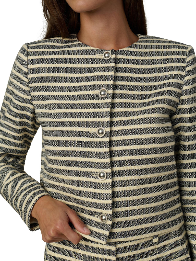 Women's The Talia Striped Crop Jacket - Midnight Ecru 6