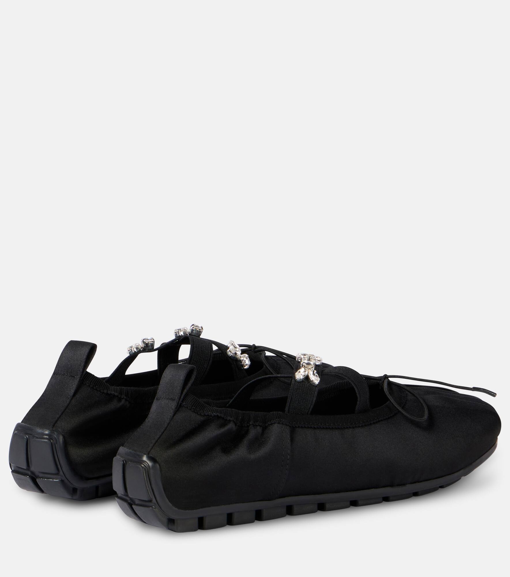 Embellished satin ballet flats - 2