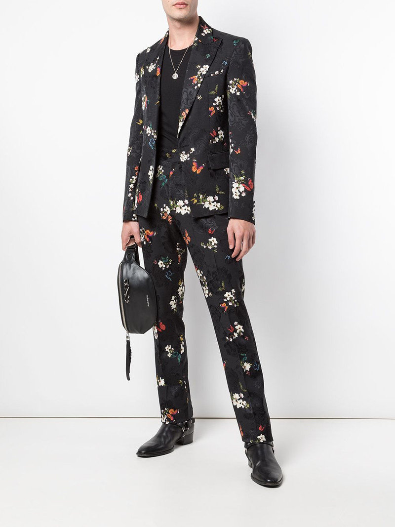 AMIRI floral embroidered pleated trousers outlook