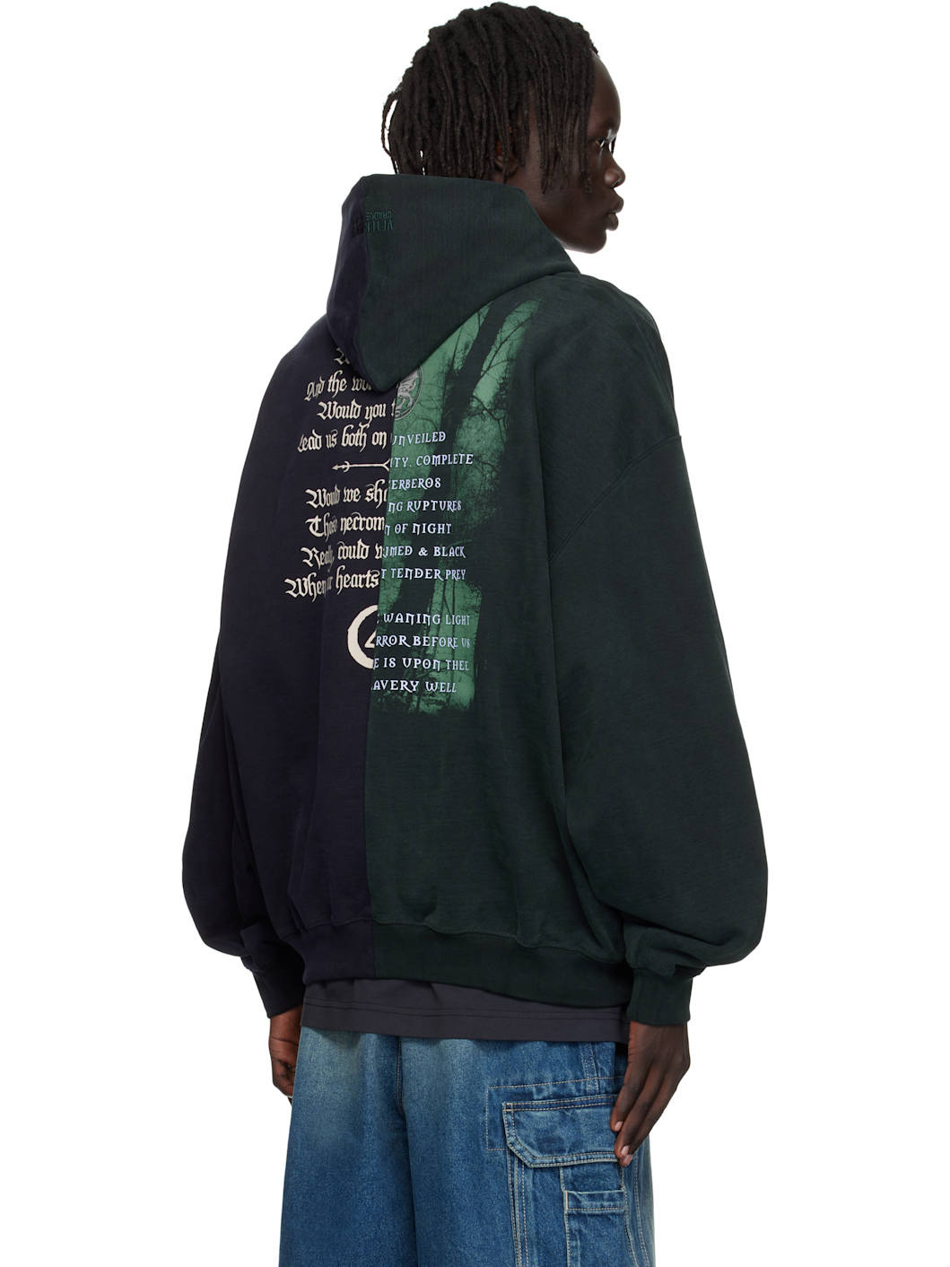 Navy & Green Cradle of Filth Cut-Up Oversized Hoodie - 3