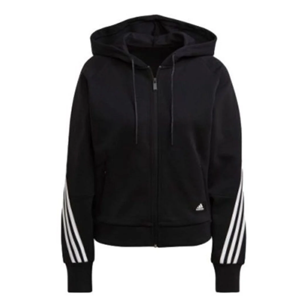 (WMNS) adidas Sportswear는 3-Stripes Full-Zip Hoodie Asia Sizing 'Black White' GL0339를 포장했습니다 - 1
