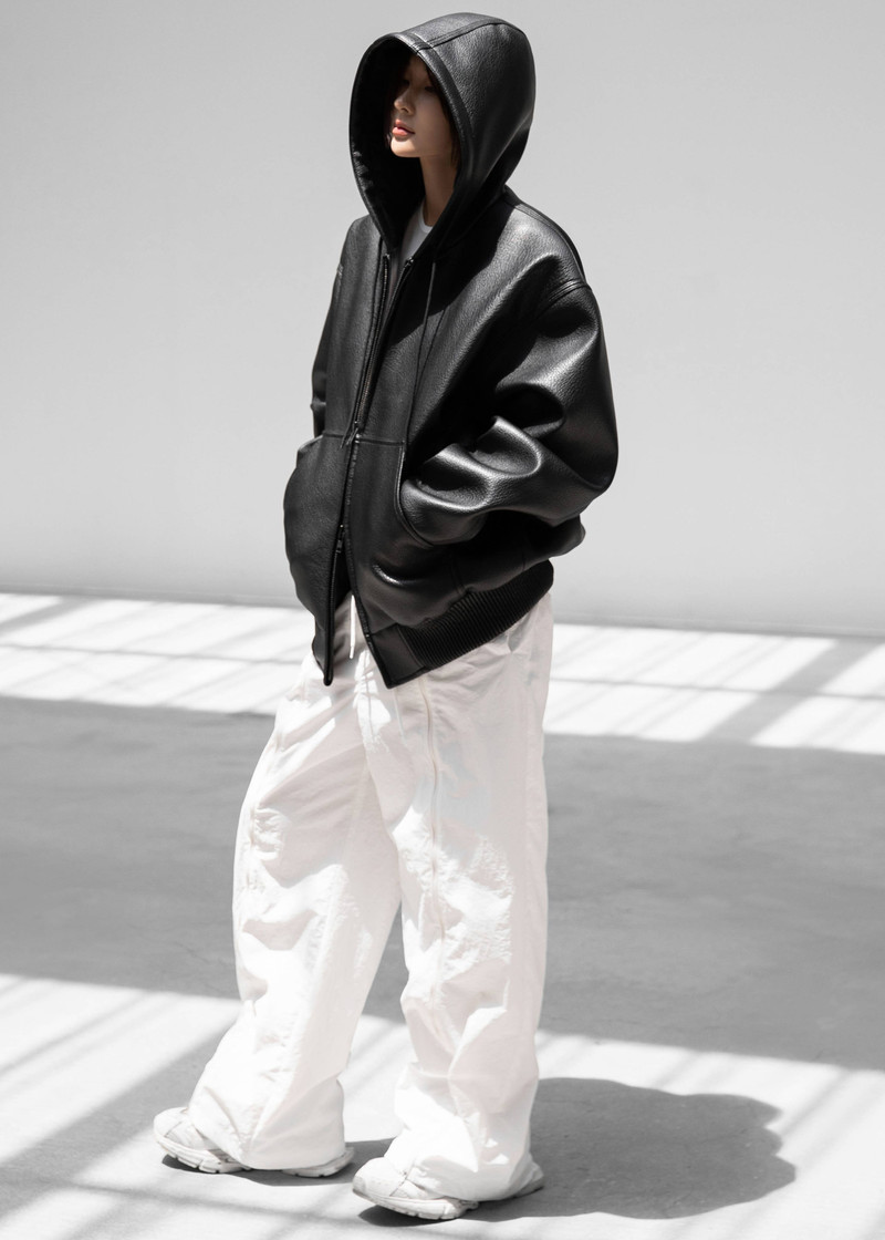 Kodai Faux Leather Bomber Jacket - Black 4