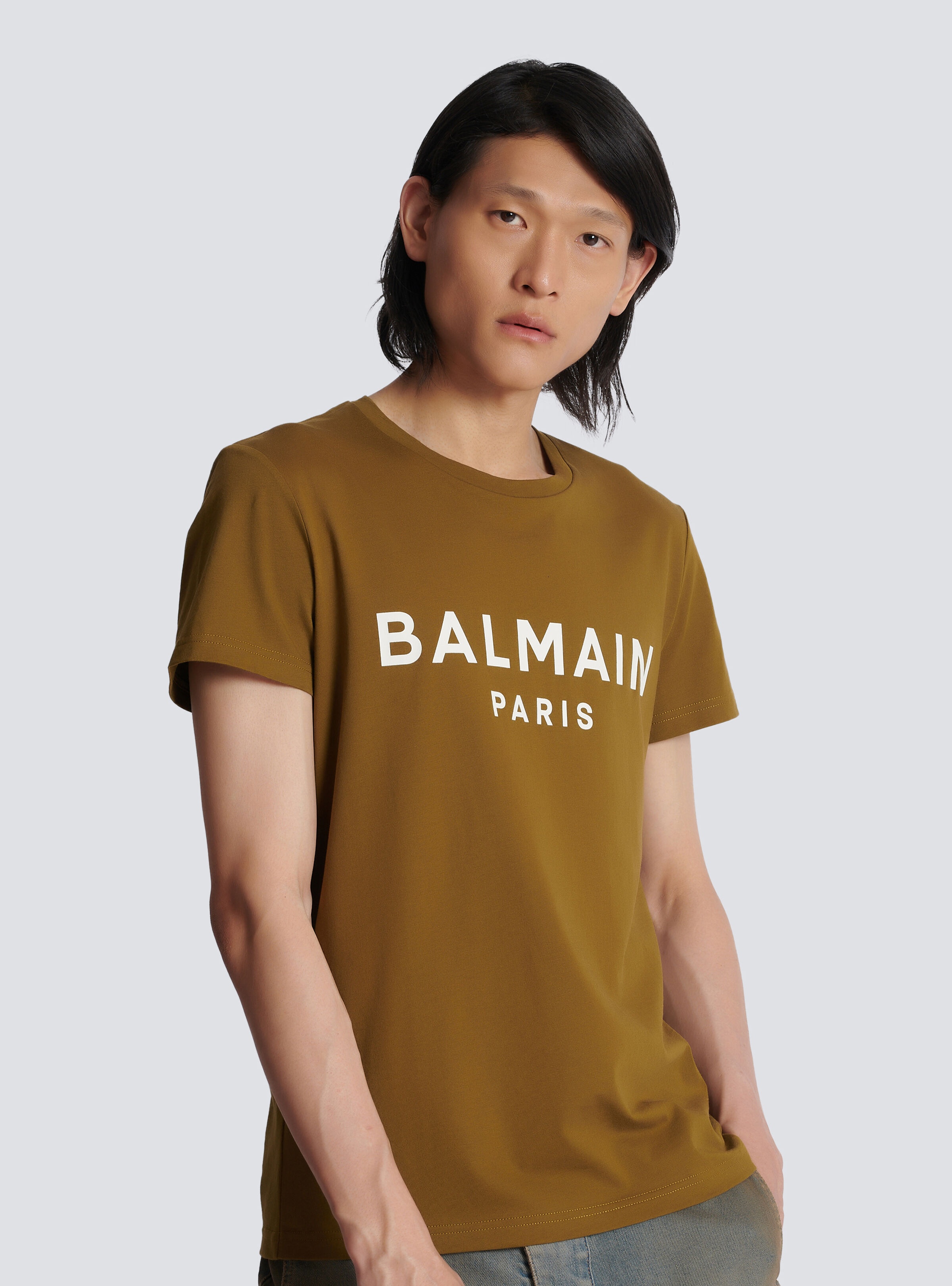 Eco-responsible cotton T-shirt with Balmain logo print - 7