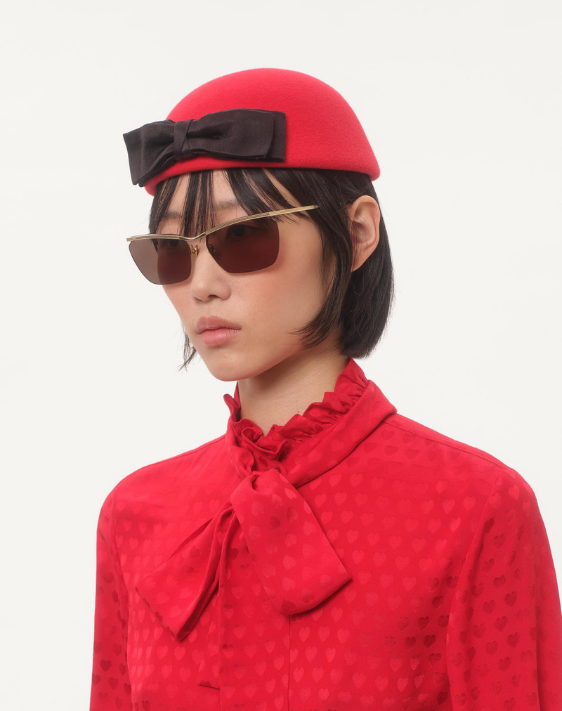 Valentino VLOGO SIGNATURE HAT IN LAPIN FABRIC WITH SATIN BOW outlook