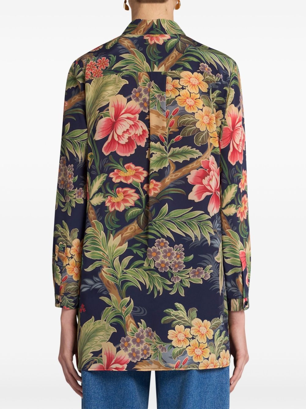 floral-print silk shirt - 3