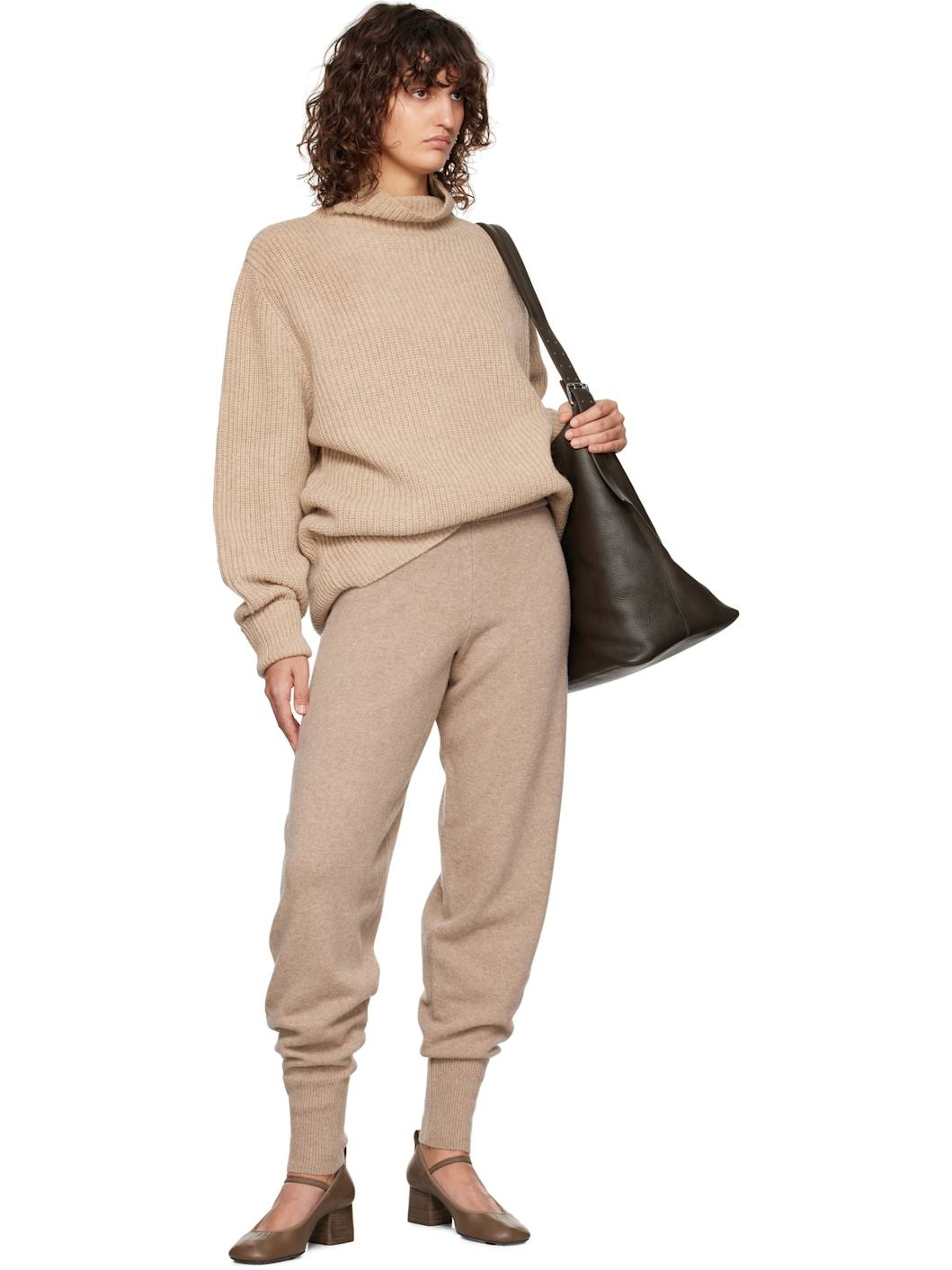 Beige Soft Rib Lounge Pants - 5