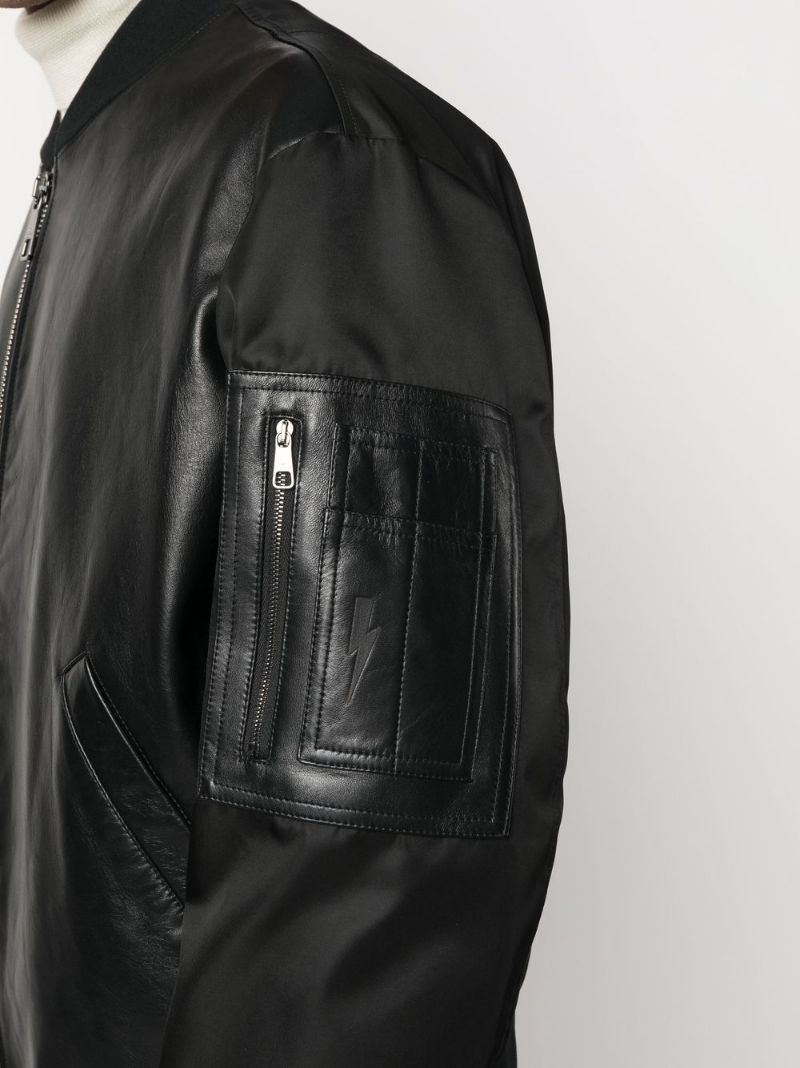 leather panelled bomber jacket - 5