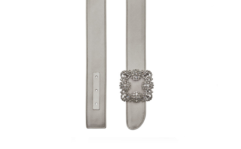 Grey Satin Crystal Buckled Belt 3