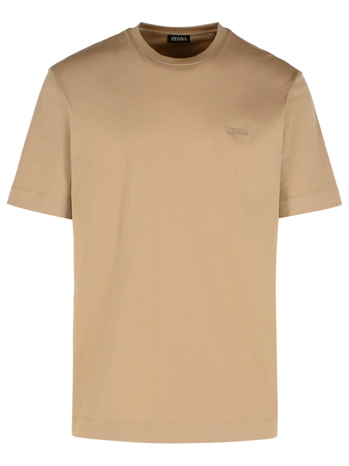 Tシャツ・カットソー ERMENEGILDO ZEGNA Men Tops RUF360A9 F765262 Beige ZEGNA Zegna 'Pure' Beige Cotton T-Shirt Men | luosophy