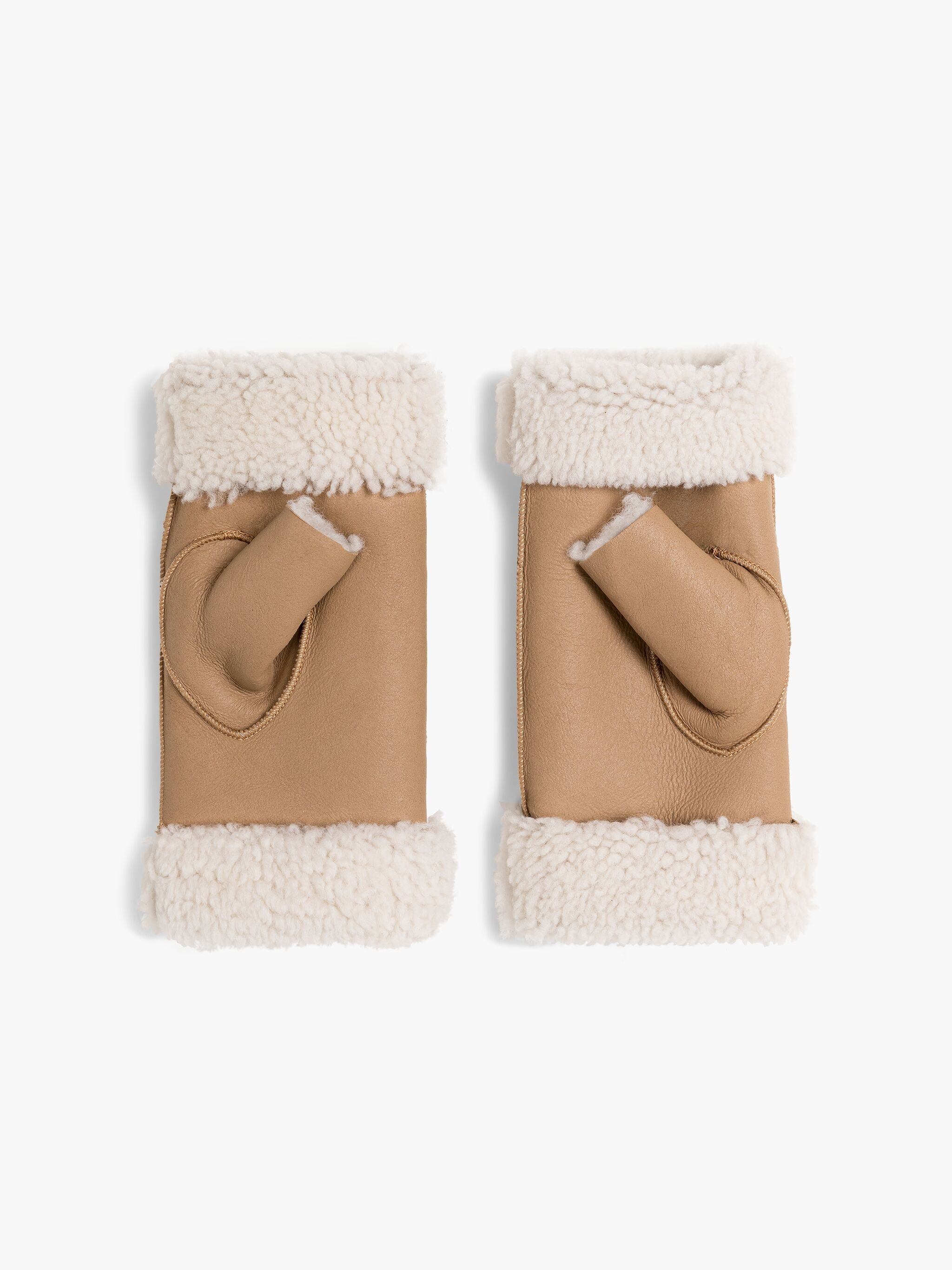 VERA TAN SUEDE FINGERLESS GLOVES - 3