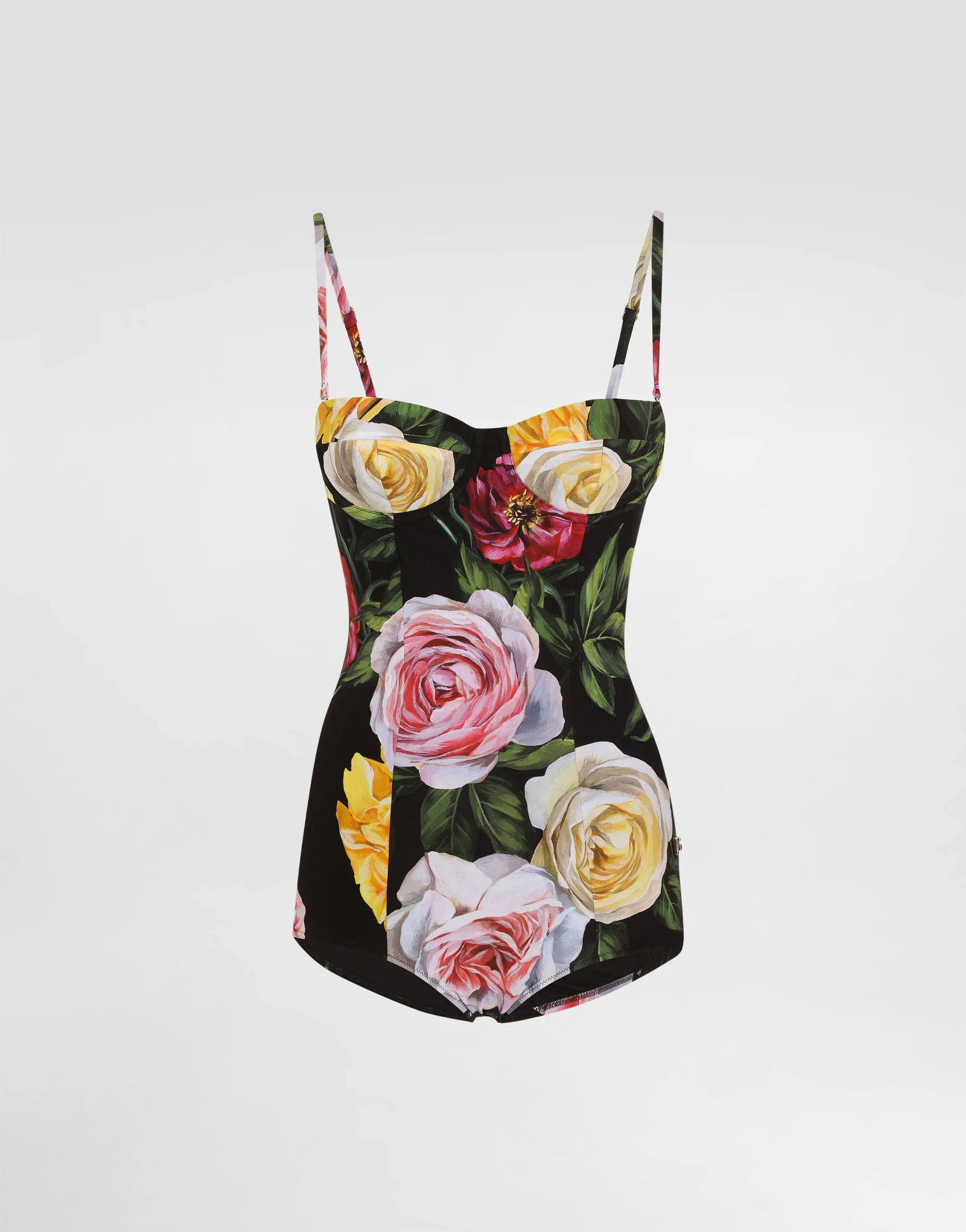One-piece swimsuit with rose and peony print - 1