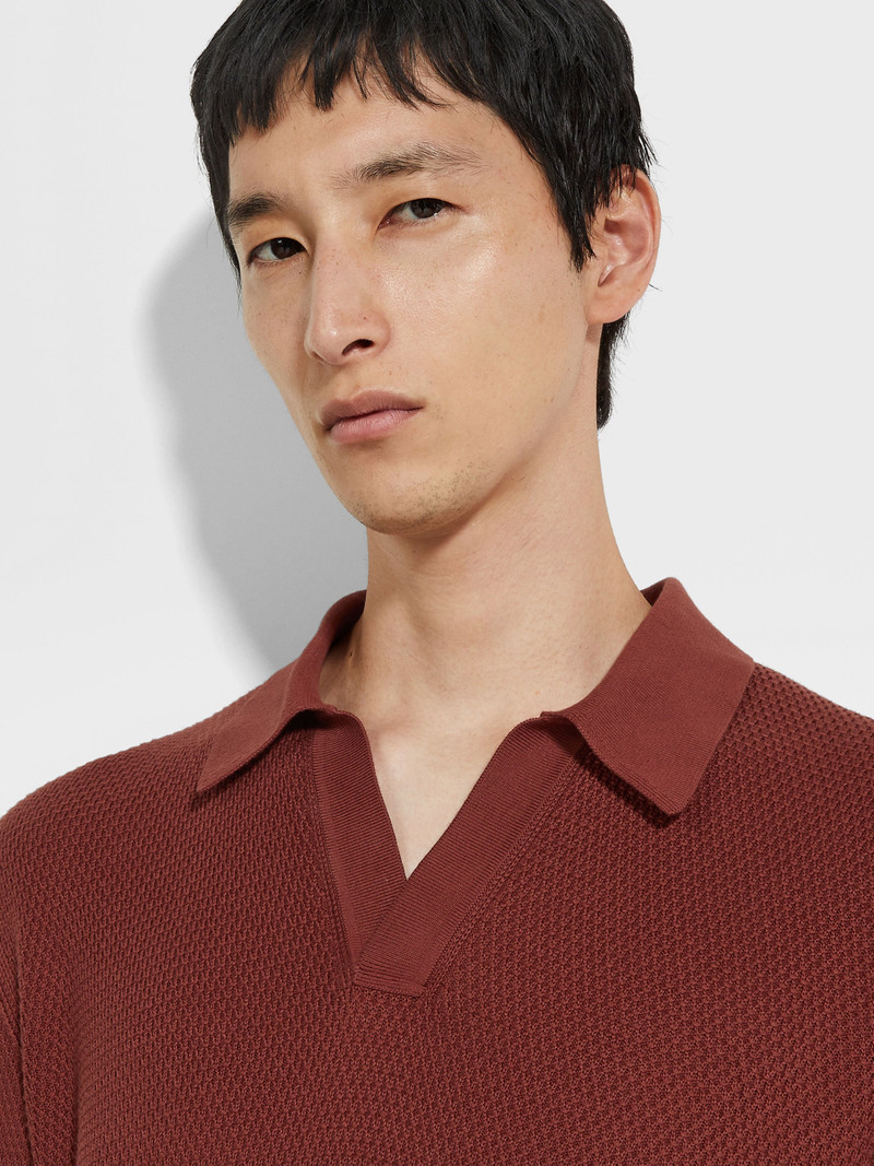 ZEGNA BRICK RED PREMIUM COTTON POLO SHIRT outlook