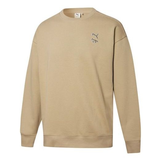 PUMA x Maison Kitsune Unisex Breathable Knitting Round-Neck Sweatshirt Khaki 532324-96 - 1