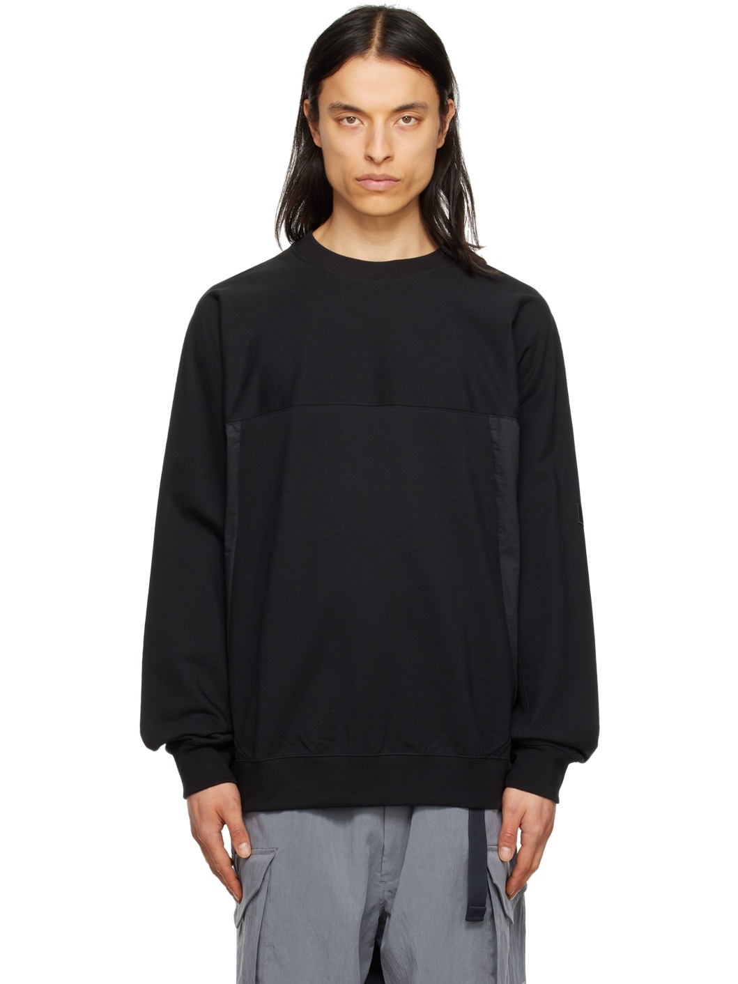 Black Paneled Sweatshirt - 1