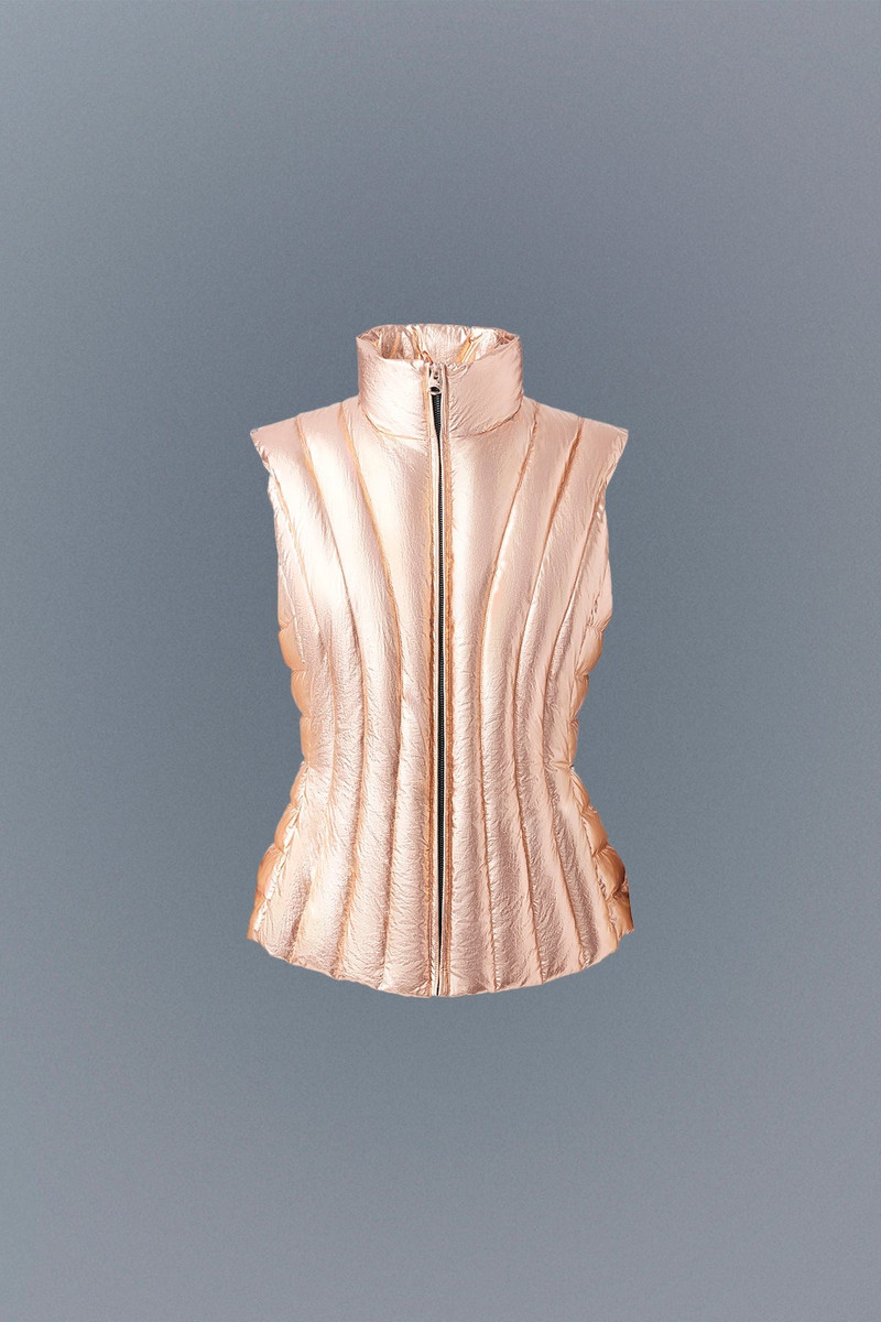 LILYAN-M Metallic Laminate Light Down Vest 1