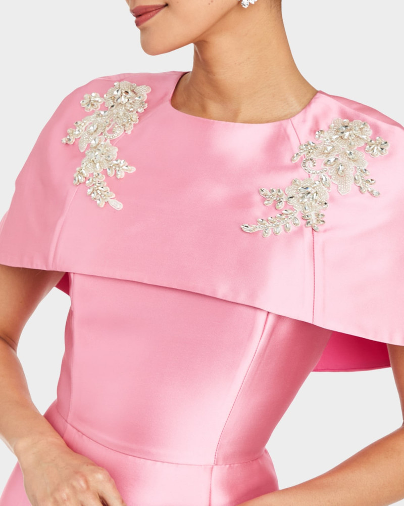 Eve Embellished Capelet Silk Twill Gown 5