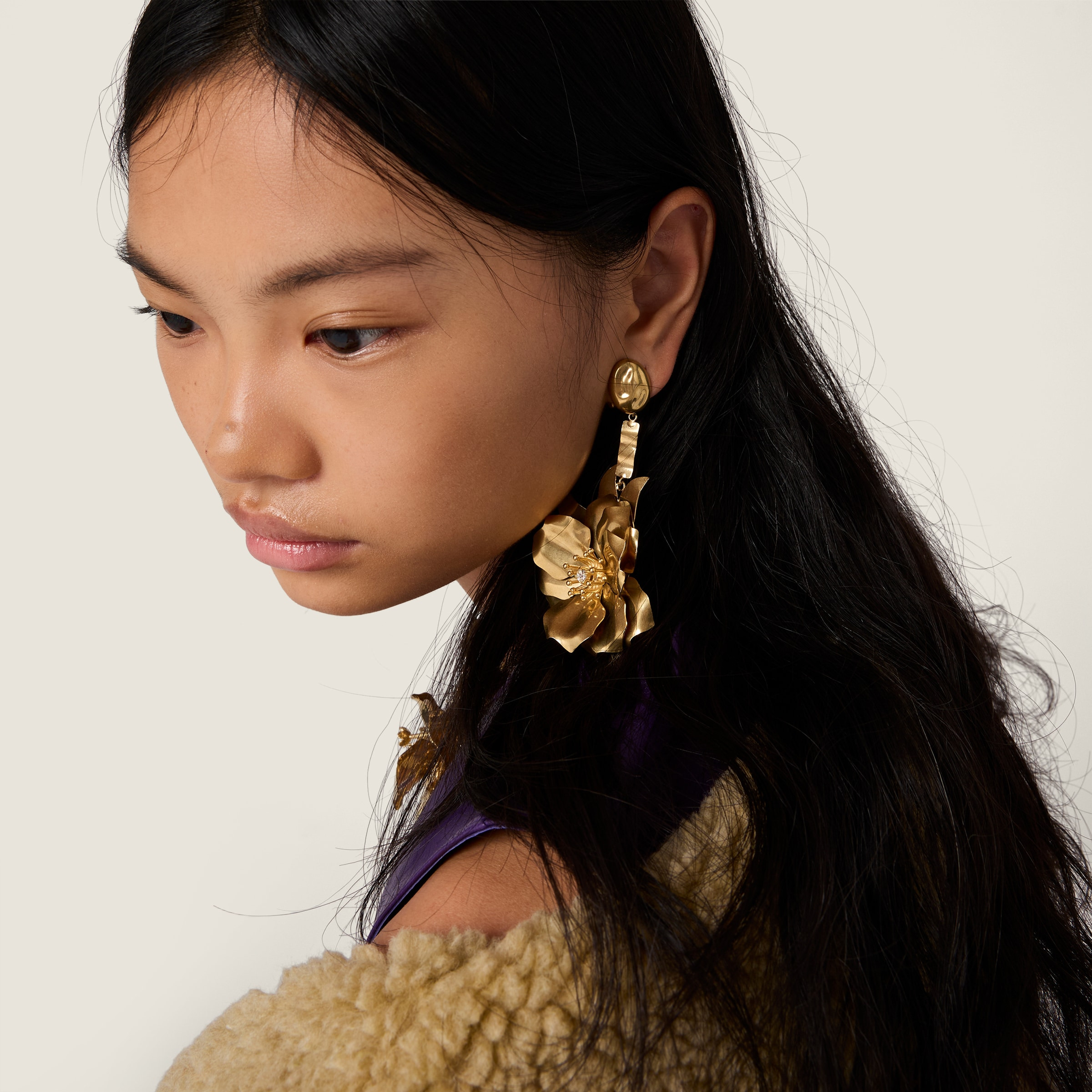 Metal earrings with crystals - 2