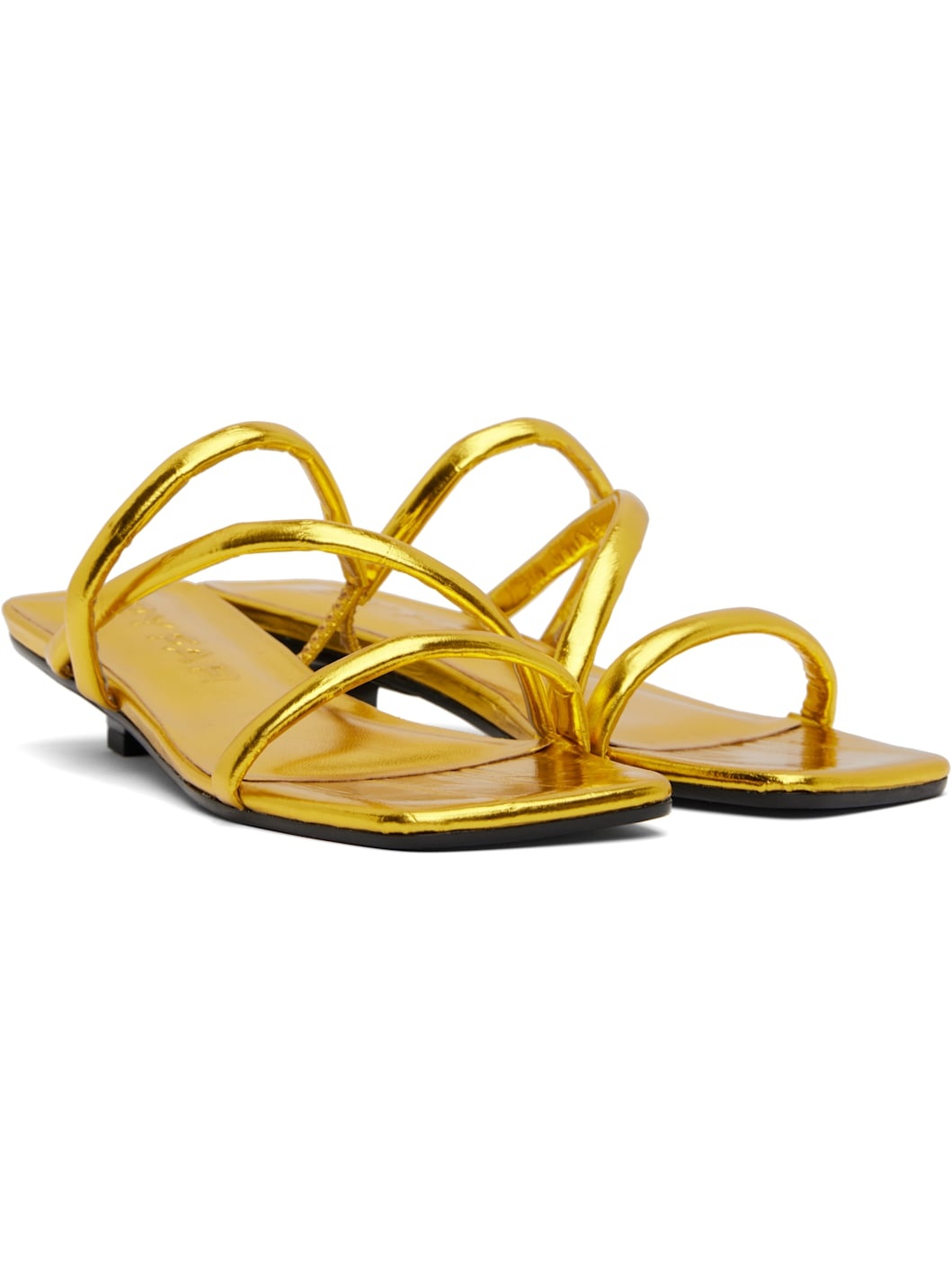 Gold Morena Eel Embossed Metallic Leather Heeled Sandals - 4