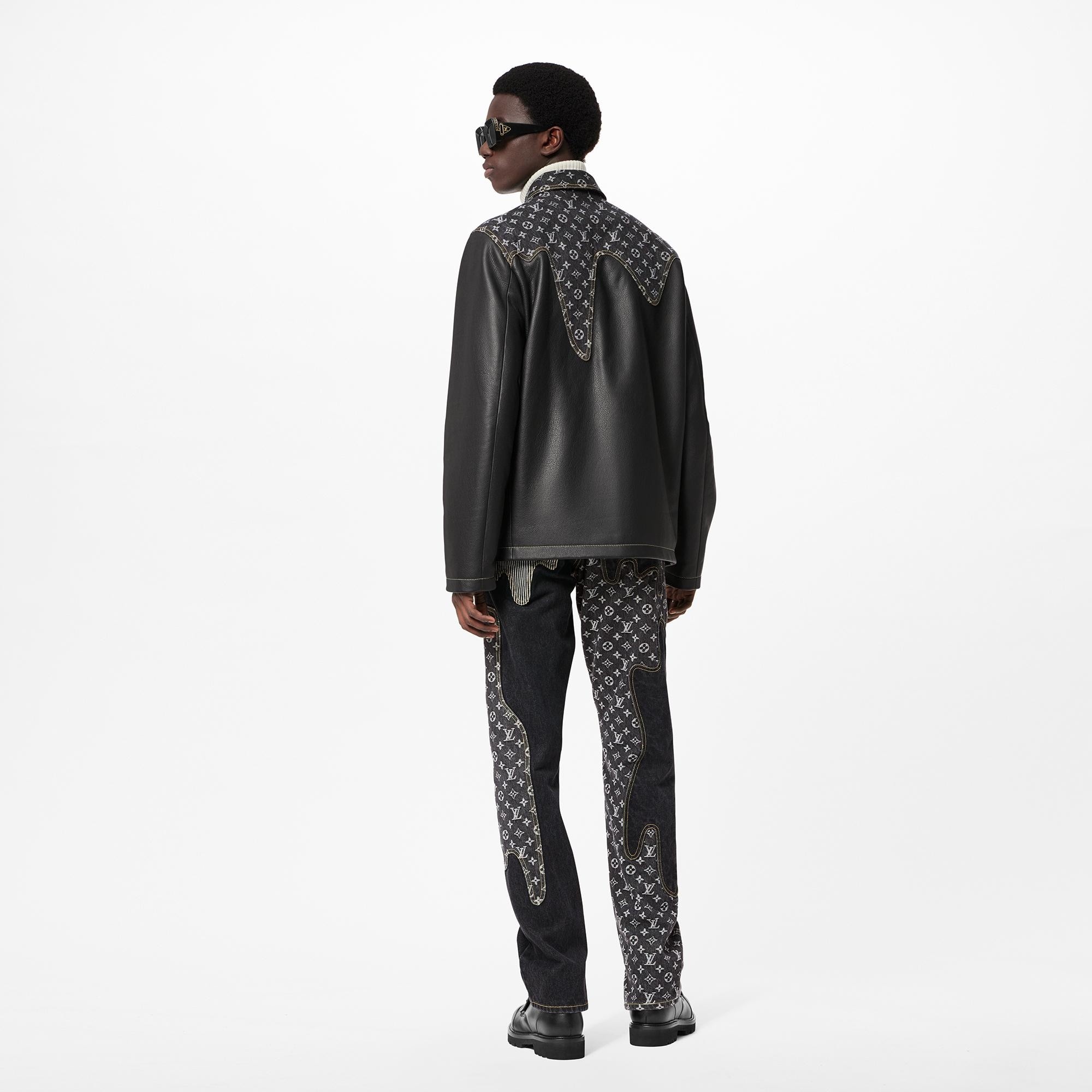 Crazy Mix Leather Denim Blouson - 5