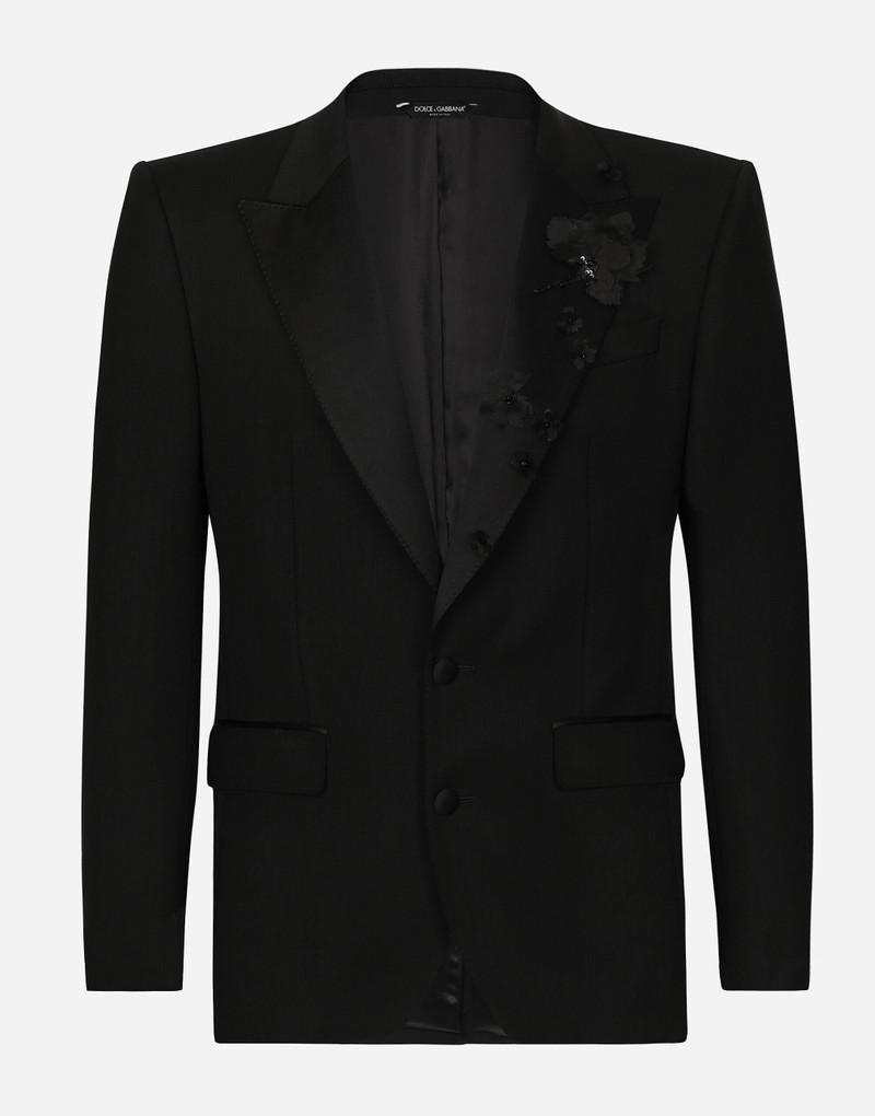 Embroidered single-breasted Sicilia-fit jacket 1