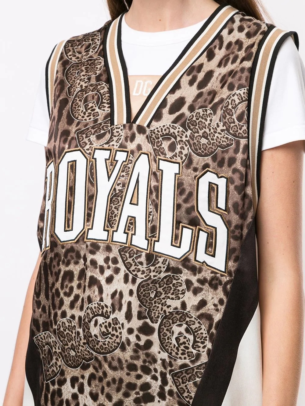 leopard logo print jersey vest - 5