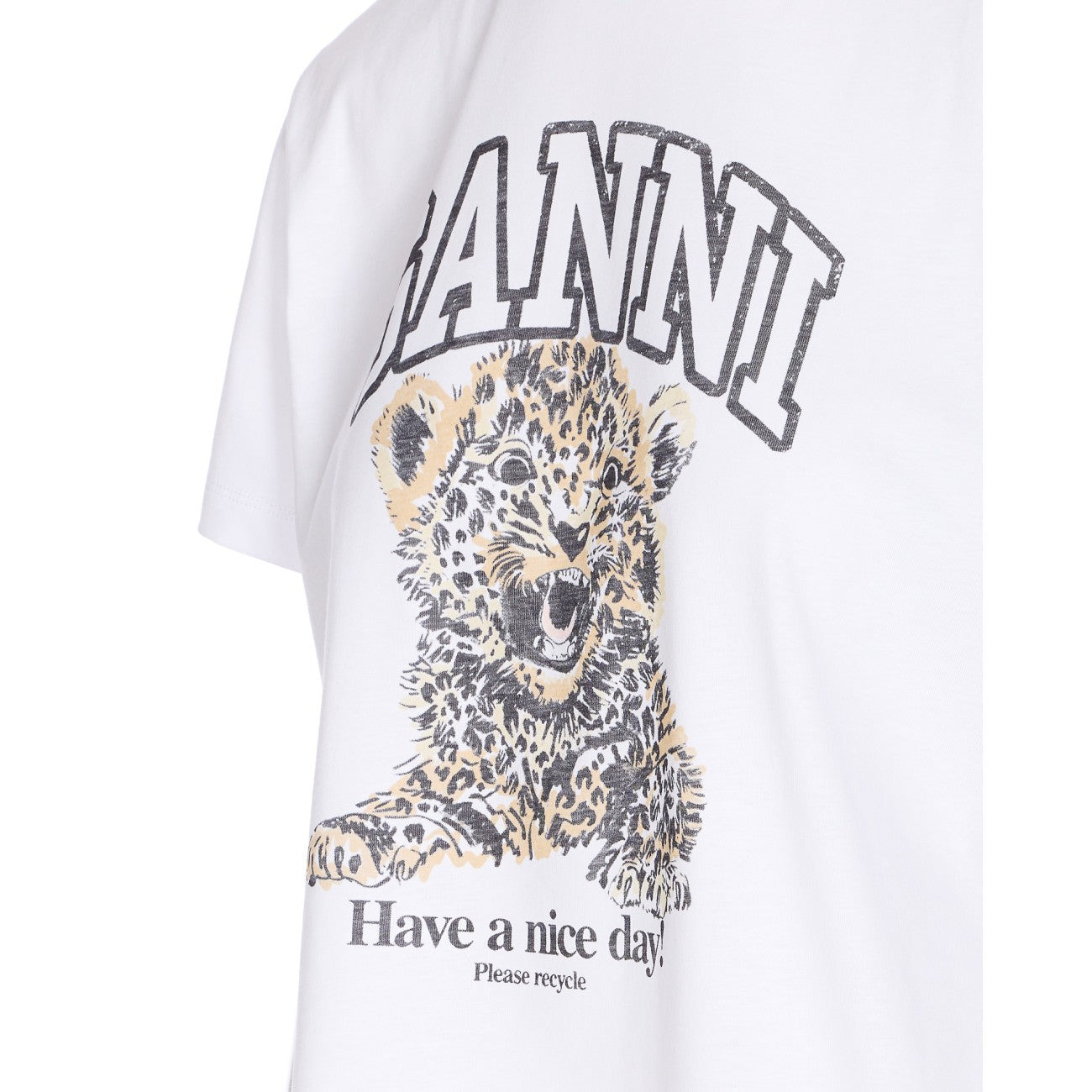 Ganni Women Basic Jersey Leopard T-Shirt - 3